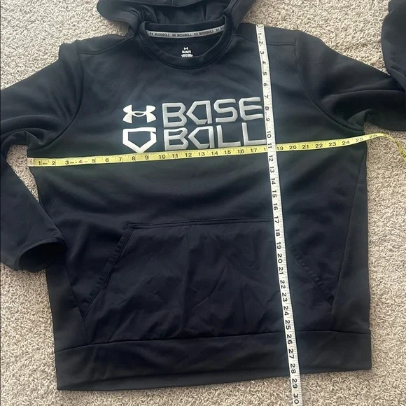 UNDER ARMOUR BASEBALL⚾️Black HOODIE Silver & White Logo Size Large - Picture 8 of 10